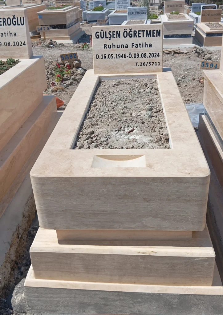 Çift Katlı Blok Traverten Mezar